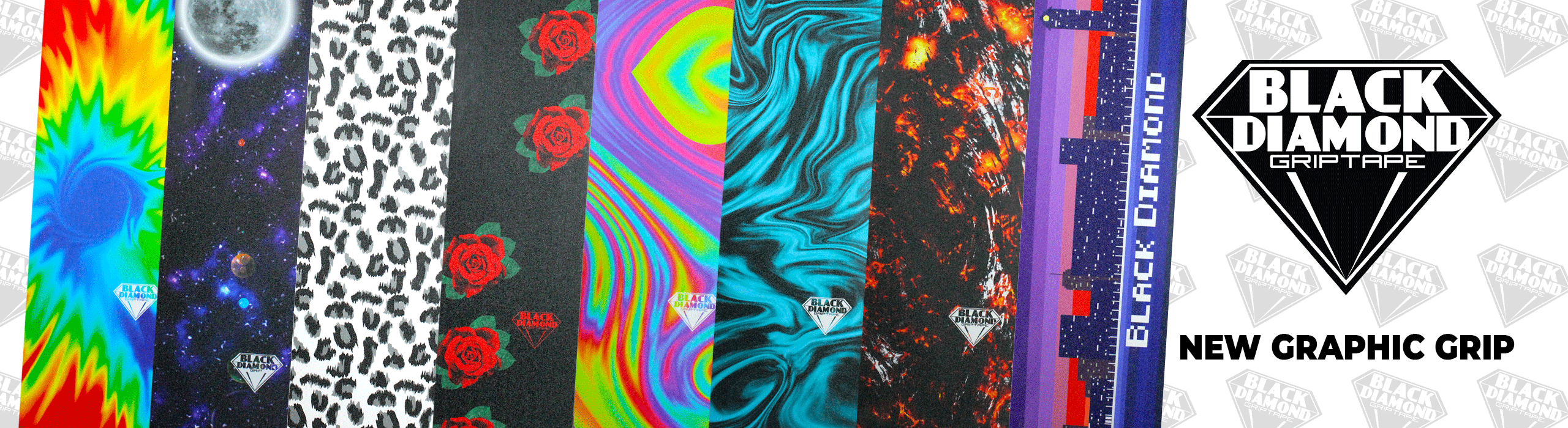 Black Diamond Graphic Grip Tape for Skateboards & Longboards